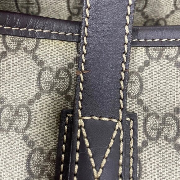 Auth GUCCI GG Supreme Handbag Tote Bag Brown PVC - Picture 12 of 16